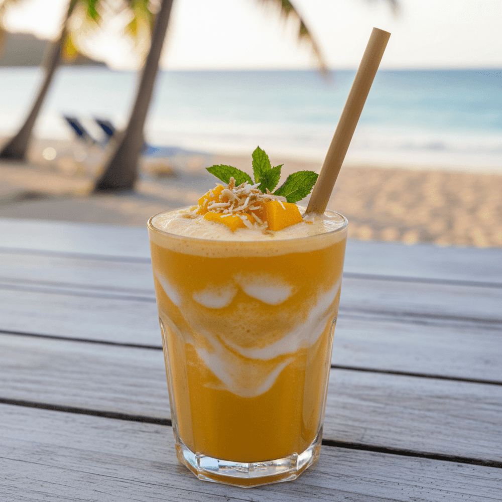Enkel thai-smoothie med mango och kokosmjölk
