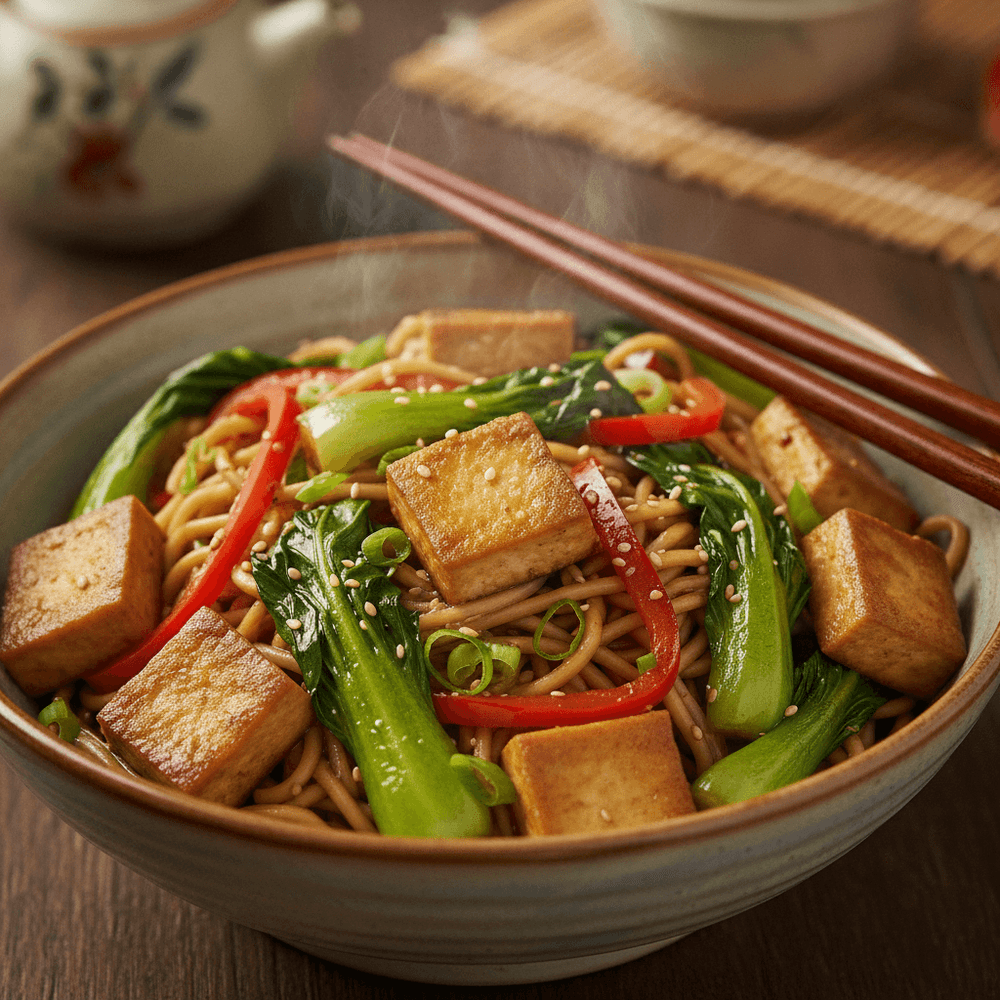 Tofu och pak choi wok