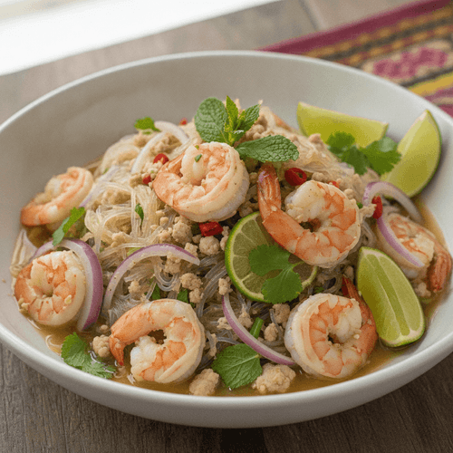 Yum Woon Sen – Kryddig thaisallad med glasnudlar