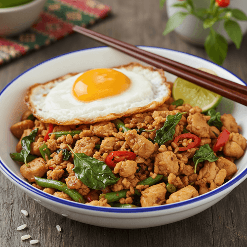 Kryddig thaibasilikakyckling | Pad Krapaw Gai